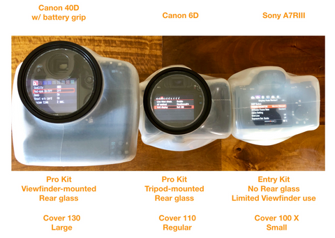 Outex underwater housing comparison Pro Large Kit vs. Pro Regular Kit vs. Entry Kit