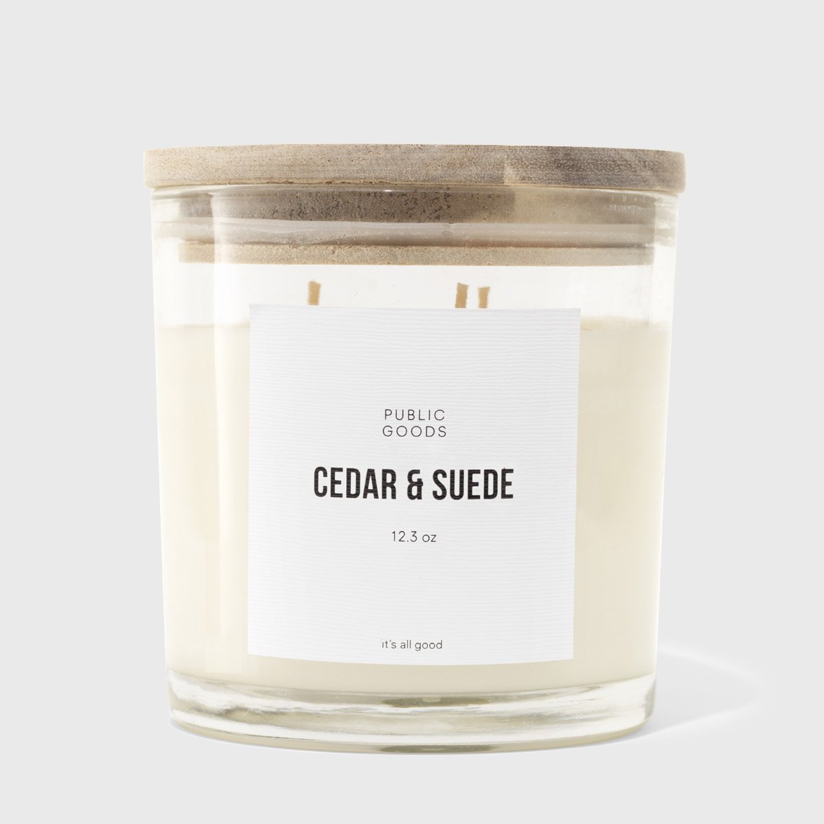 Public Goods Household 3 Wick Cedar & Suede Soy Candle 12.4oz Wood Lid