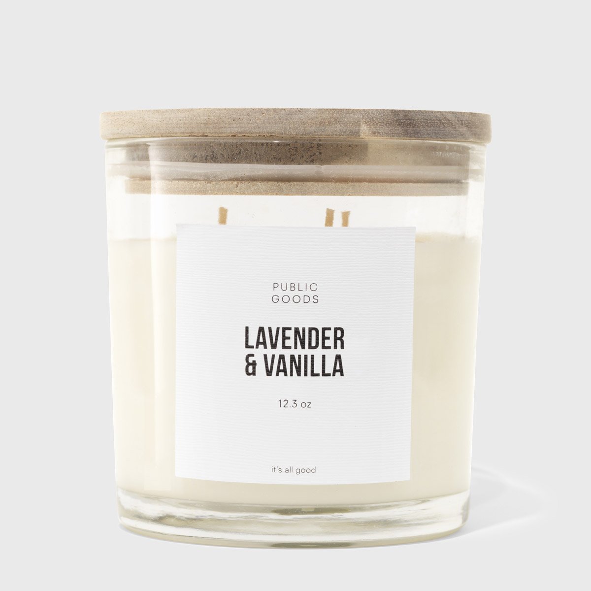 Public Goods Household 3 Wick Lav & Vanilla Soy Candle 12.4oz Wood Lid