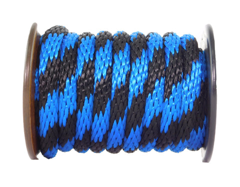 Ravenox-Cuerda-Cordón-Solid-Braid-MFP-Derby-Utility-Cuerda-Negro-y-Azul-Real-Línea-Azul-Delgada