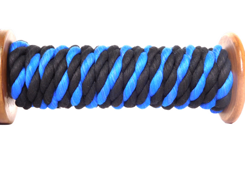 Ravenox-Cuerda-de-algodón-retorcido-Negro-Azul-Real-Línea-azul-delgada-1-2 pulgadas de diámetro