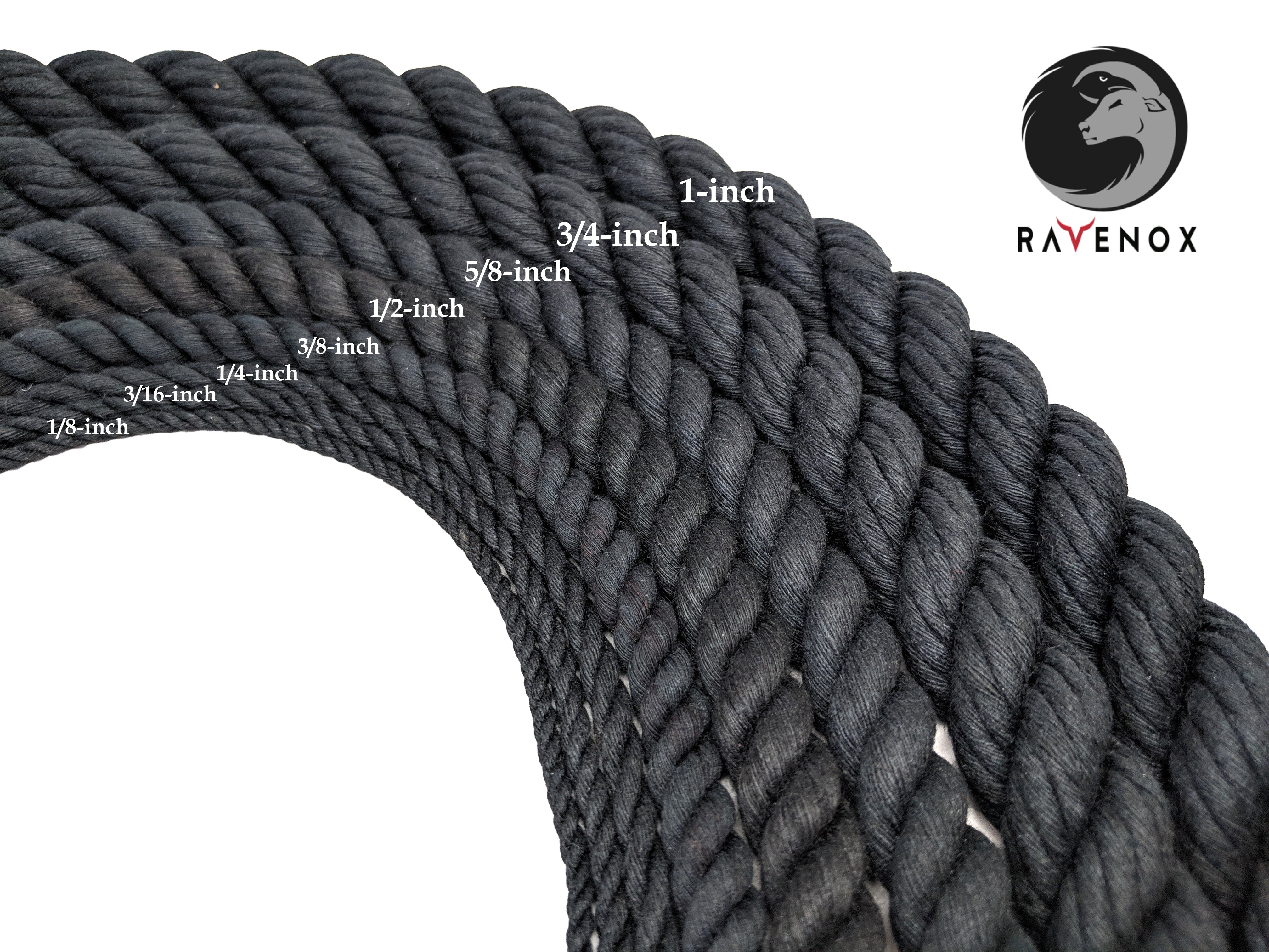 Black, 1/4 Inch x 25 Feet Super Soft 3 Strand Twisted Cotton Rope 