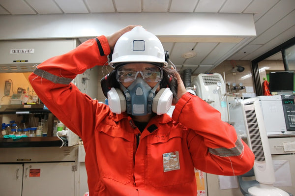 Man with Full-Face Mask