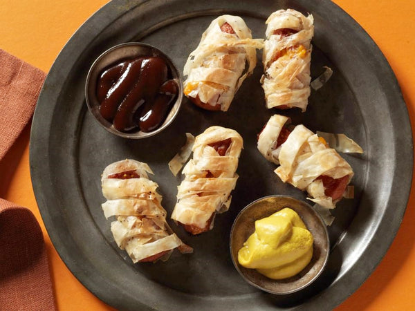 Crispy Phyllo Wrapped Hot Dog Mummies 