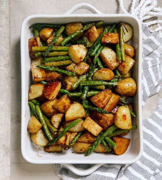 Balsamic Roasted New Potatoes with Asparagus