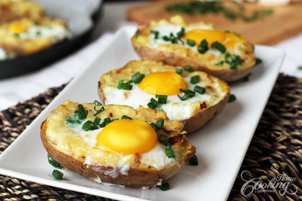 Egg Recipes for Easter Sunday - Twice Baked Potato with Eggs on Top