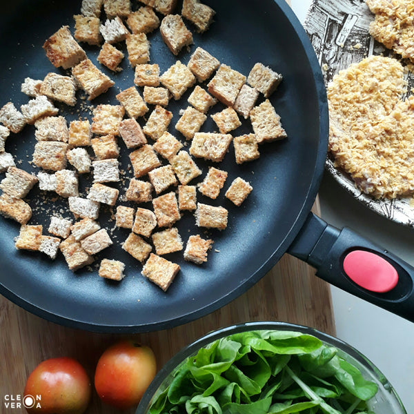 Homemade Wheat Bread and Garlic Butter Croutons