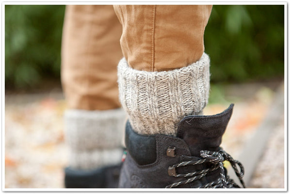 hiking boots and wool socks