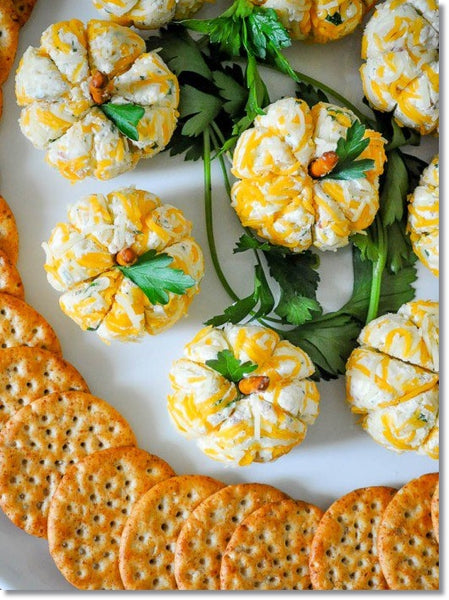mini pumpkin-shaped cheese balls