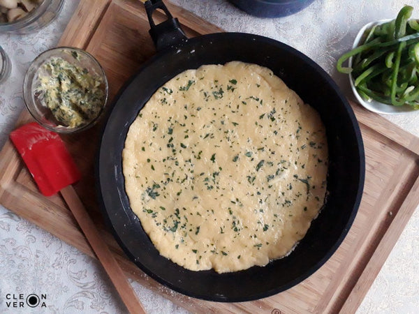 Mushroom and Broccoli Pizza Recipe - Dough with Garlic Butter