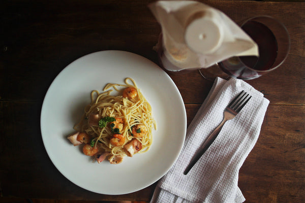 seafood pasta in olive oil