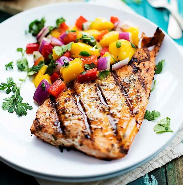 Salmon with Mango-Citrus Salsa by Creme De La Crumb