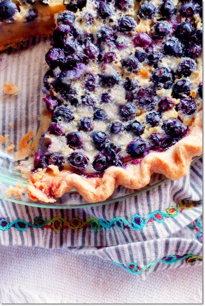 Homemade Blueberry Custard Pie 