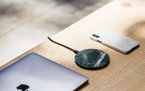 emerald green marble wireless charging pad