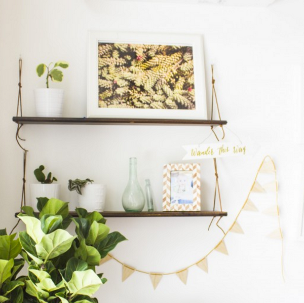 Leather Strap Shelves via www.goinghometoroost.com