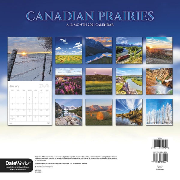 Canadian Prairies 2021 Wall Calendar by Trends International