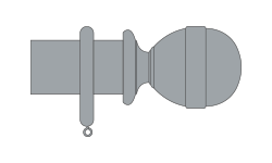 Illustration showing profile of wooden curtain pole westcott finial