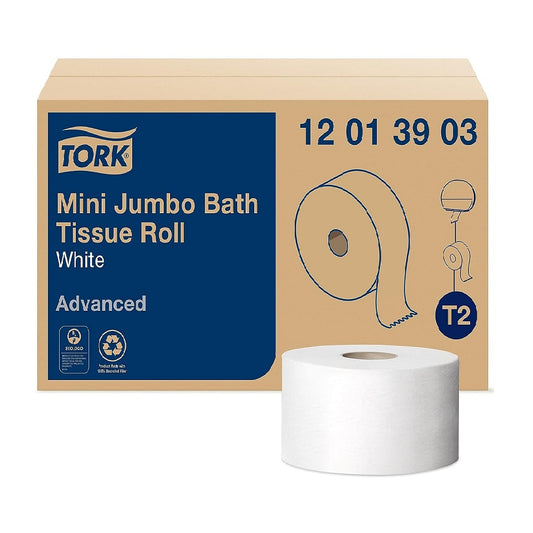Tork® Advanced Mini Jumbo Bath Tissue Roll, 1-Ply, 12 Rolls/Case, 12013903