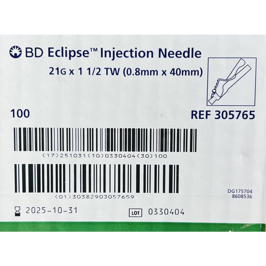 BD ECLIPSE™ STERILE NEEDLES 21G X 1½" - 305765