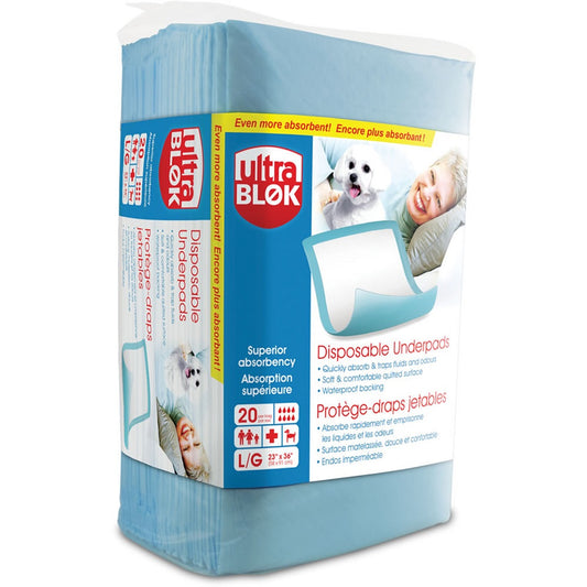 UltraBlok™ Disposable Underpads, Fluff Core, High Absorbency