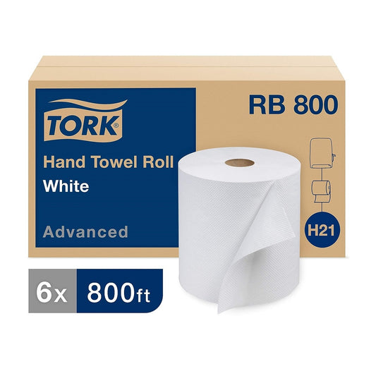 Tork® Advanced Hand Towel Roll, White, 1-Ply, 800 ft., RB800