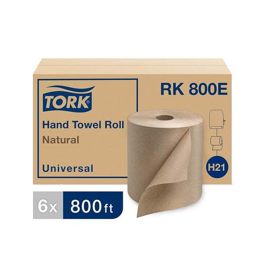 Tork® Universal Hand Towel Roll, Natural, 6 Rolls x 800 ft, RK800E