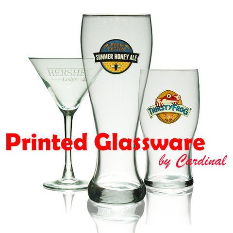 Printed cardinal glassware