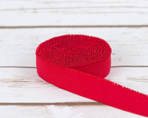 3/4" Red Plush Back Finishing Elastic Picot Edge Latex Free By The Yard - Arte Crafts Bra Making Supplies