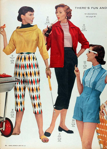 Harlequin print pants in 1950s sears catalog
