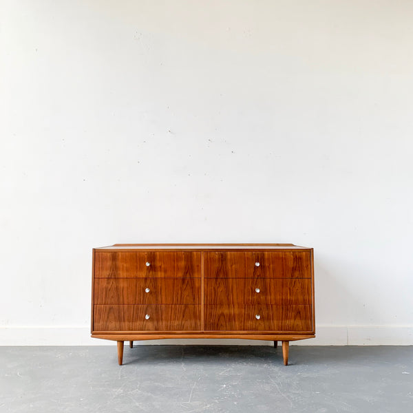 Mid Century Modern Walnut Dresser With Unique Drawer Pulls