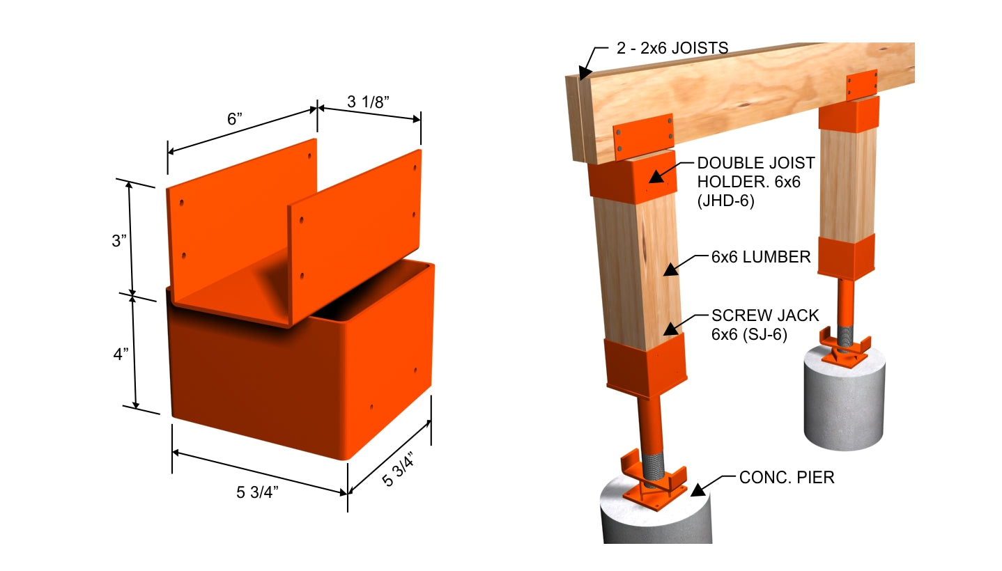 Ellis MFG Double Joist Holder for 6x6 post JHD-6