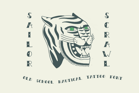 Sailor Scrawl traditional tattoo font by Out of Step Font Company