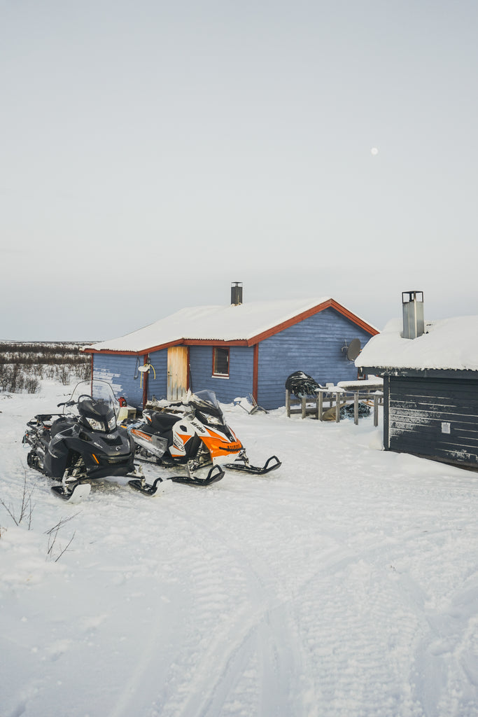 snowmobile and cabins