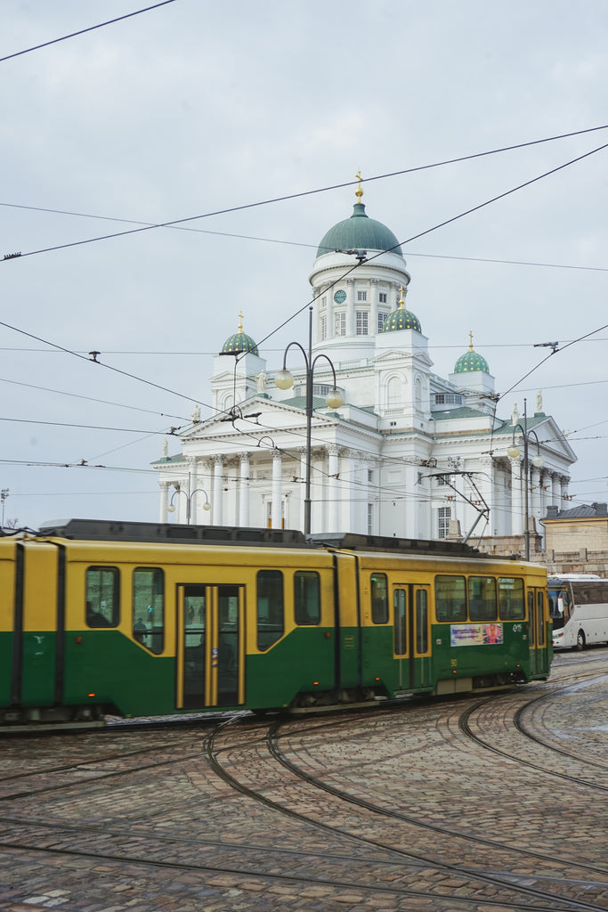 tram and cathedral