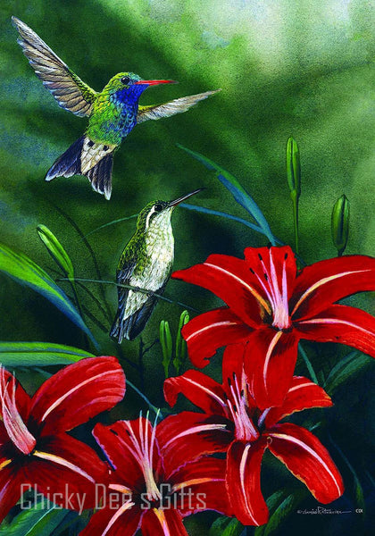 Custom Decor Garden Flag Hummingbird Pair Flowers Humming Bird 2703fm