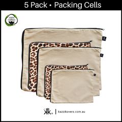 Latte Love + Leopard Print | 5 Pack Packing Cells | 100% Cotton