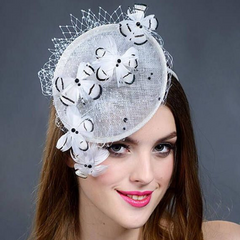 Black and white floral fascinator