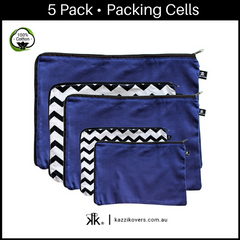 Midnight Blue & Chevron (Getting Ziggy) | 5 Pack Packing Cells | 100% Cotton