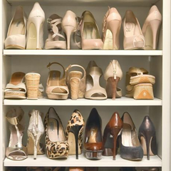 Organised heels on shelves