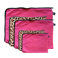 Hosiery bags in pink and leopard print