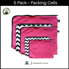 Chevron + Fuchsia Pink | 5 Pack Packing Cells | 100% Cotton