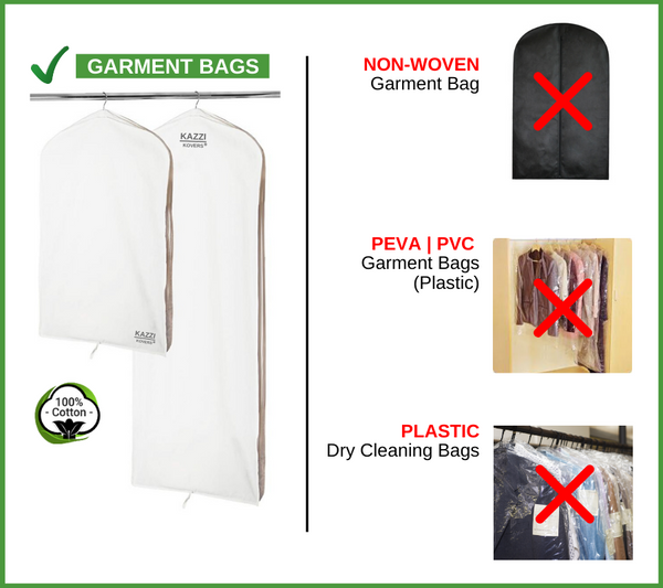 Different types of garment bags
