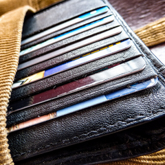 Cards in leather wallet