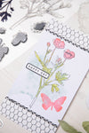 Sizzix A5 Clear Stamps Set 7PK w/ Framelits Die Set Painted Pencil Botanical by 49 and Market