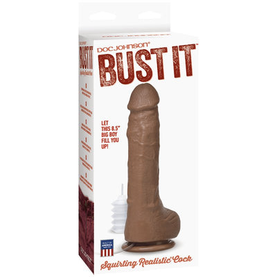 Doc Johnson Bust It Squirting Realistic Dildo w 1oz/29ml Nut Butter