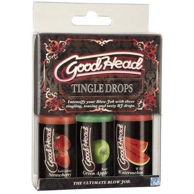 Doc Johnson GoodHead Tingle Drops Watermelon Green Apple And Strawberry Flavoured Lubricant