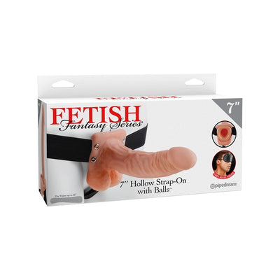 PipeDream Fetish Fantasy - 7 Inch Vibrating Hollow Strap-On Vibrator With Balls