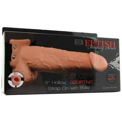 Fetish Fantasy - 9 Inch Hollow Squirting Strap-On With Balls