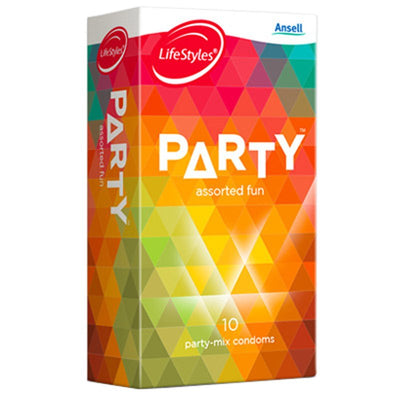 Ansell Lifestyles 10s Party Mix Coloured Condoms