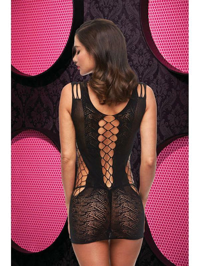 Lapdance Lingerie Lace and Fishnet Halter Dress